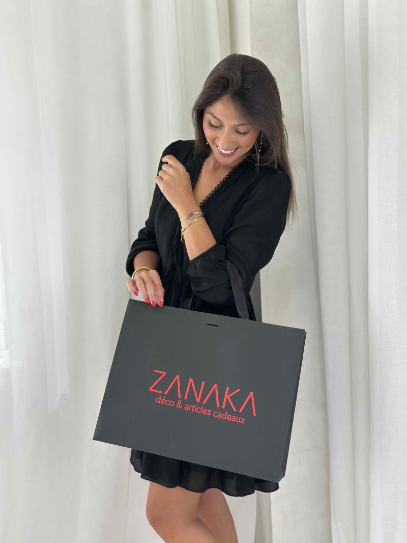 Bolsa de papel de lujo negra – asas negras – L (45 x 14 x 35 cm)