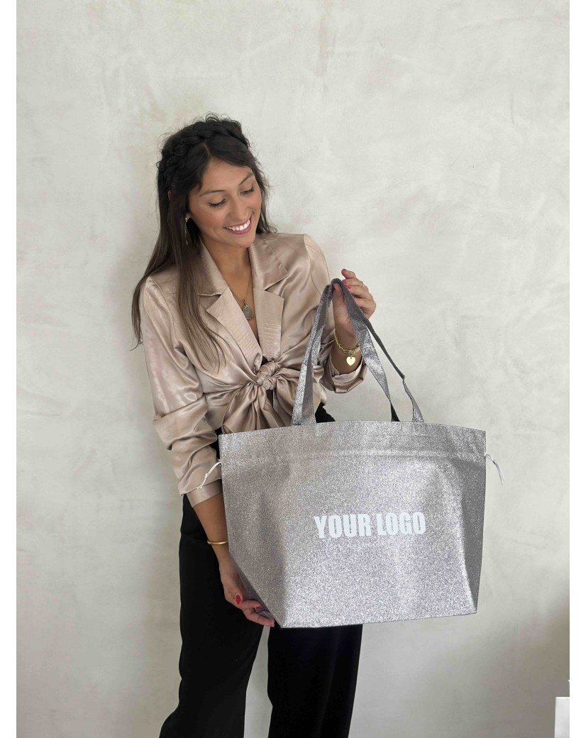 BOLSA NICE DISCO PLATA – L (58x24x35 cm)