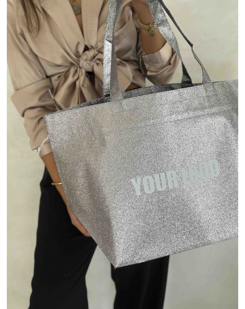 BOLSA NICE DISCO PLATA – L (58x24x35 cm)