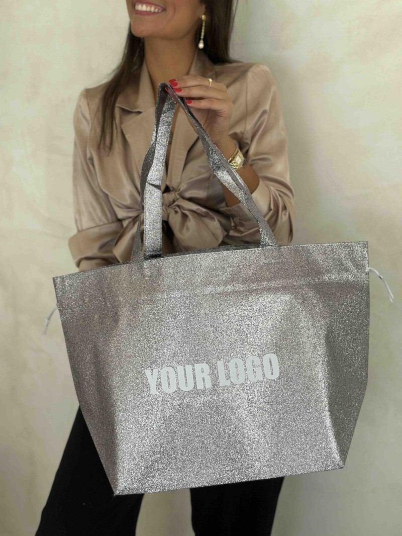BOLSA NICE DISCO PLATA – L (58x24x35 cm)