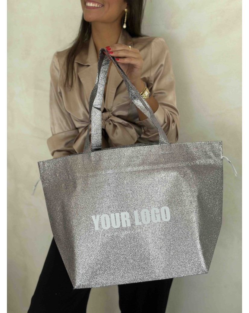 BOLSA NICE DISCO PLATA – L (58x24x35 cm)