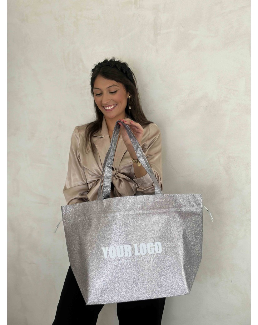 BOLSA NICE DISCO PLATA – L (58x24x35 cm)