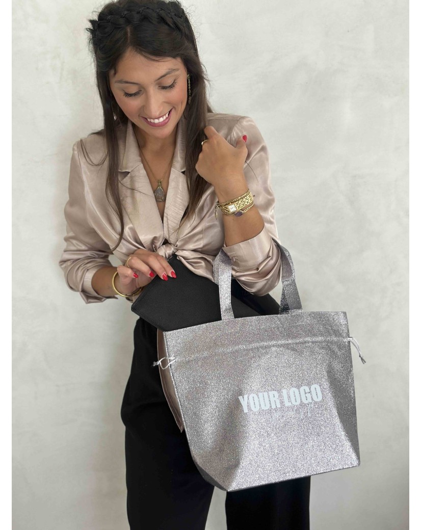 BOLSA NICE DISCO PLATA – M (40x14x30 cm)