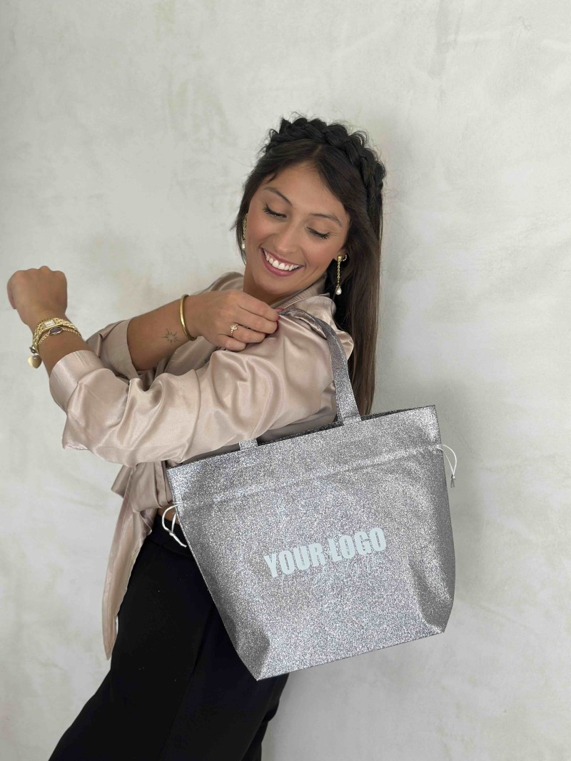 BOLSA NICE DISCO PLATA – M (40x14x30 cm)