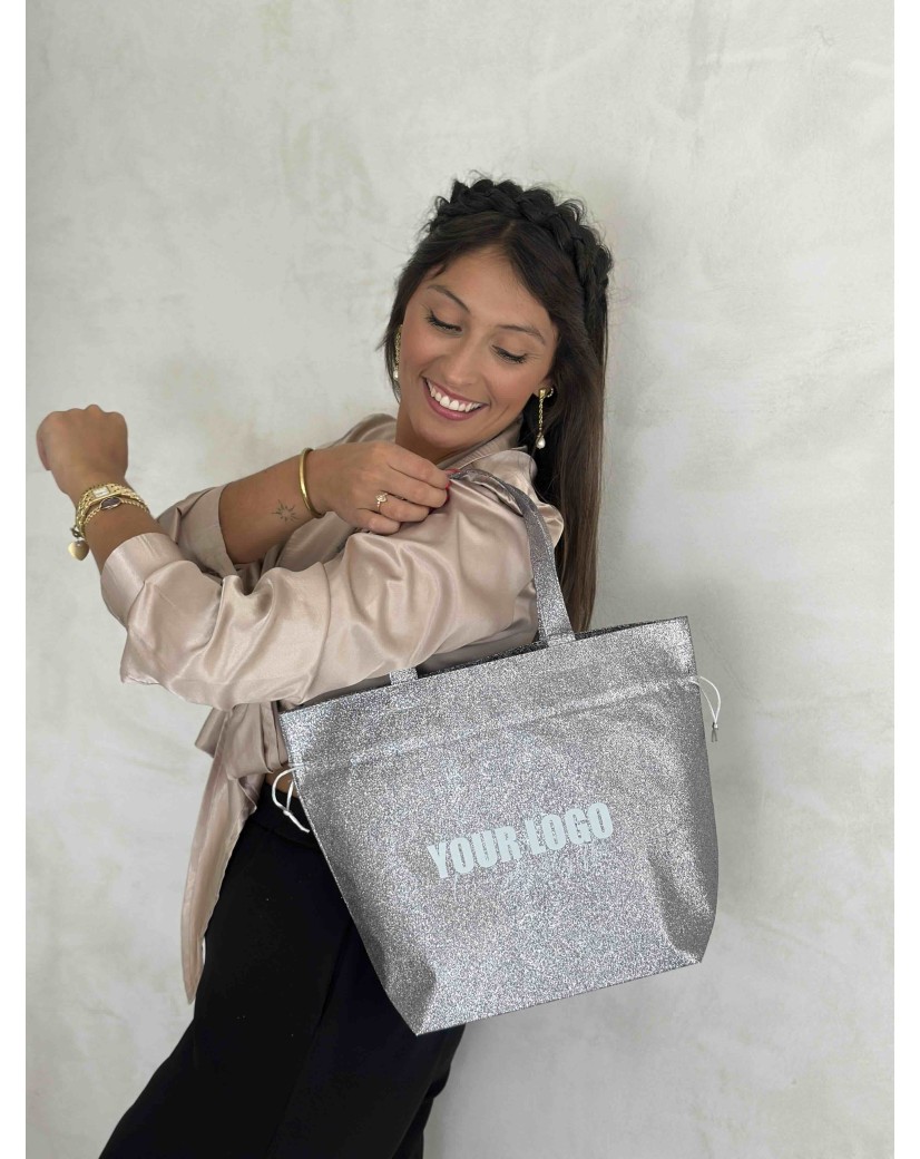 BOLSA NICE DISCO PLATA – M (40x14x30 cm)