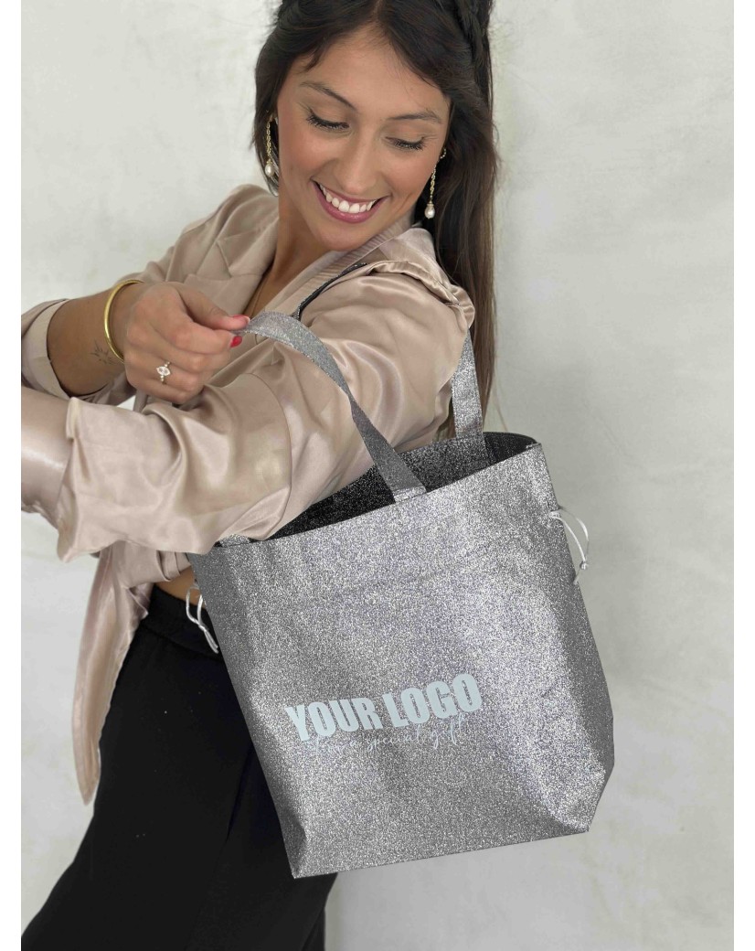 BOLSA NICE DISCO PLATA – M (40x14x30 cm)