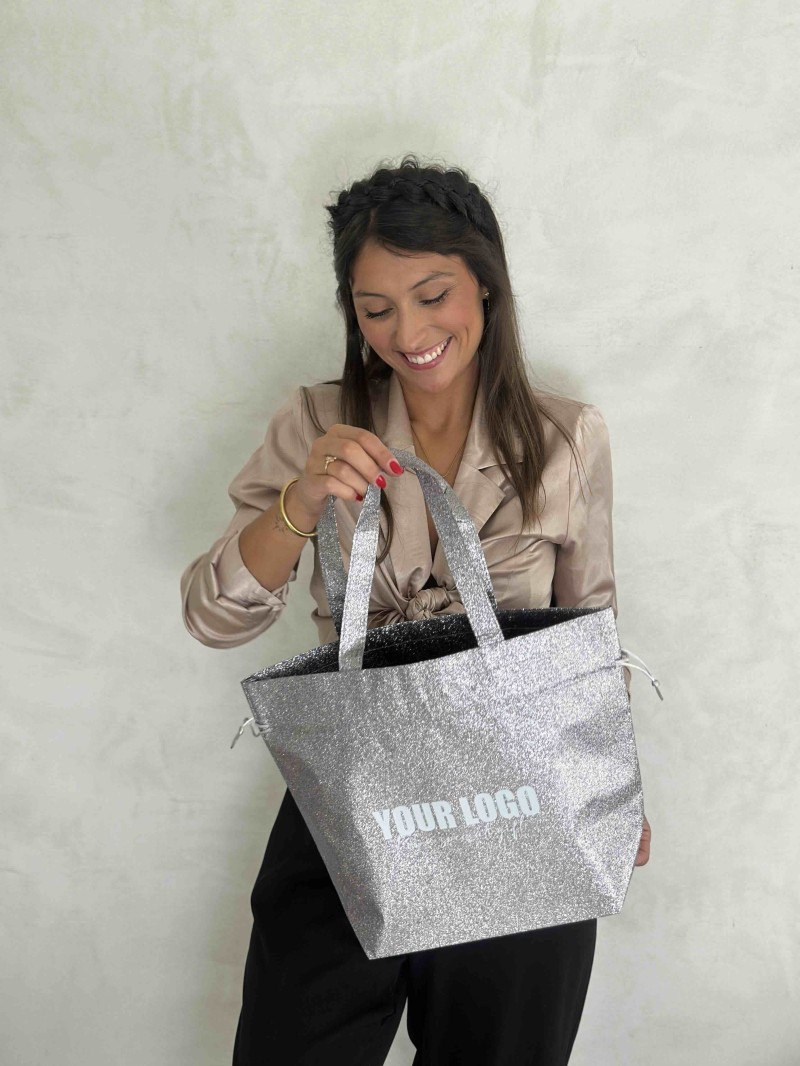 TASCHE NICE DISCO SILBER – M (40x14x30 cm)