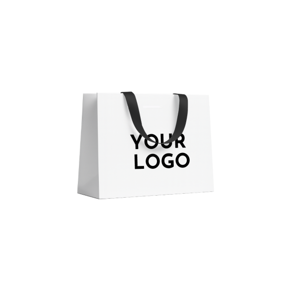 LUXURY PAPER BAG WHITE – BLACK HANDLES – L (45x14x35 cm)