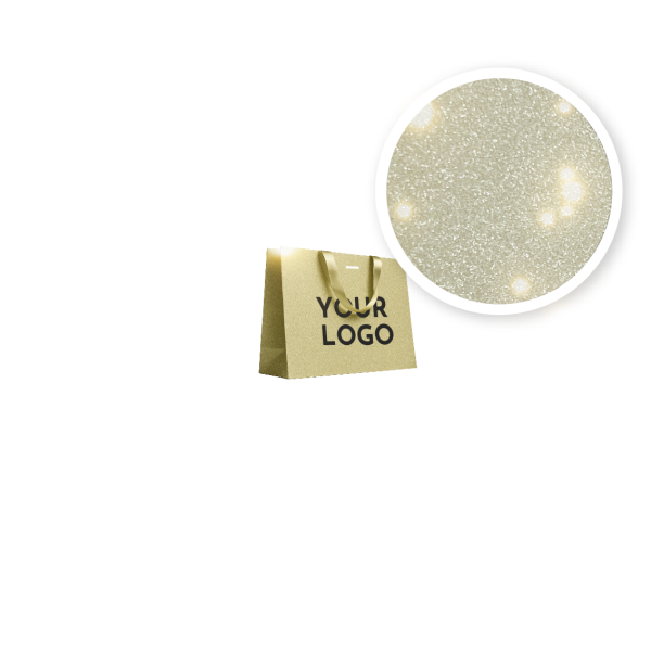 LUXUSPAPIERTASCHE GOLD GLITZER – S (25x10x20 cm)