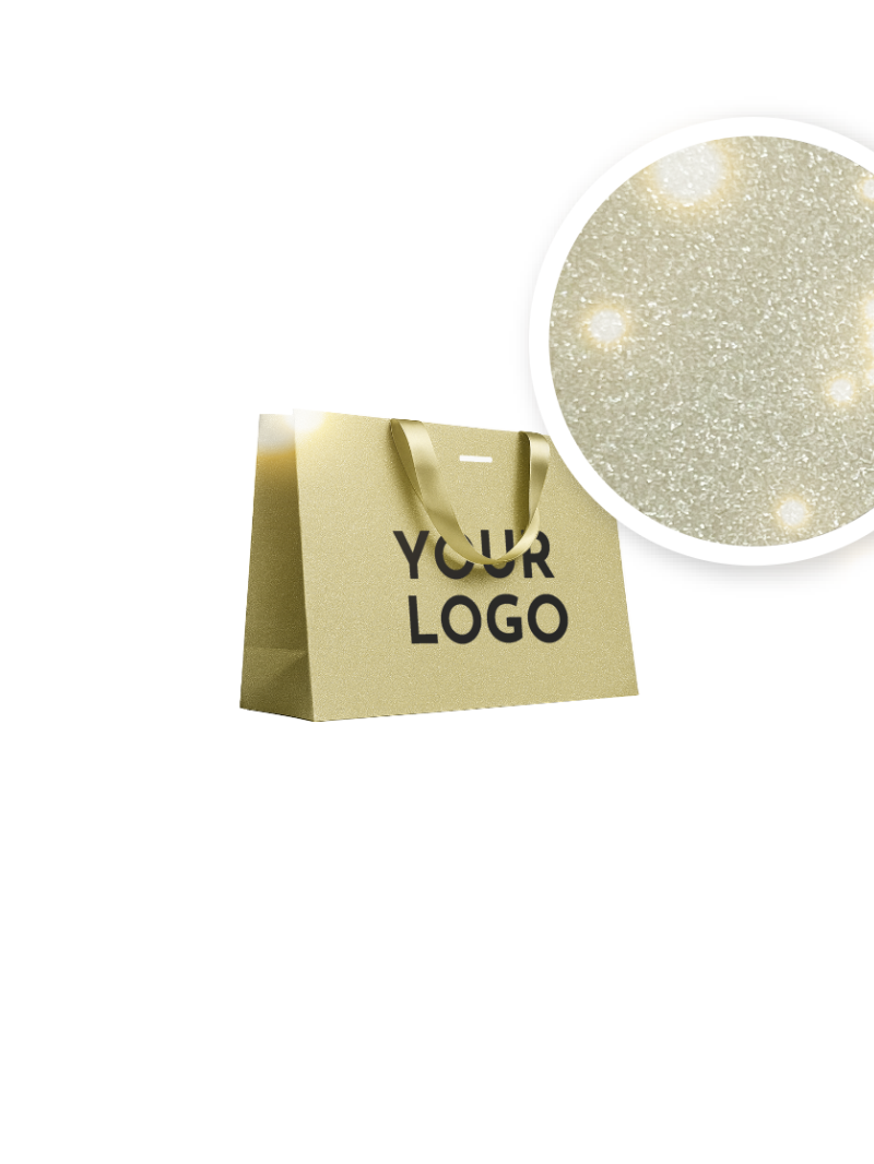 Luxe papieren tas - GLITTER GOUD - M (35x12x25CM)