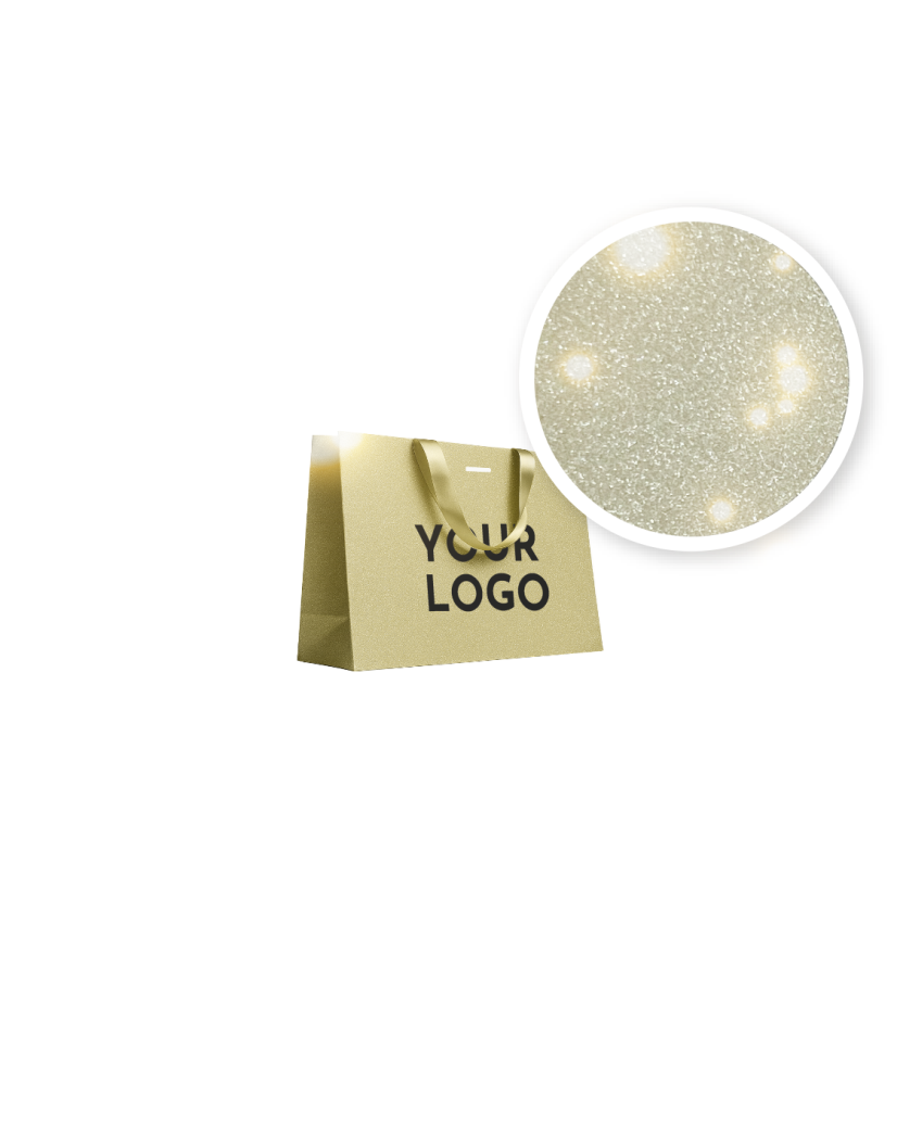 LUXUSPAPIERTASCHE GOLD GLITZER – M (35x12x25 cm)