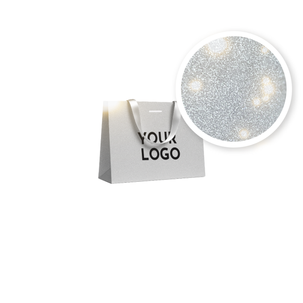 LUXURY PAPER BAG SILVER GLITTER – M (35x12x25 cm)