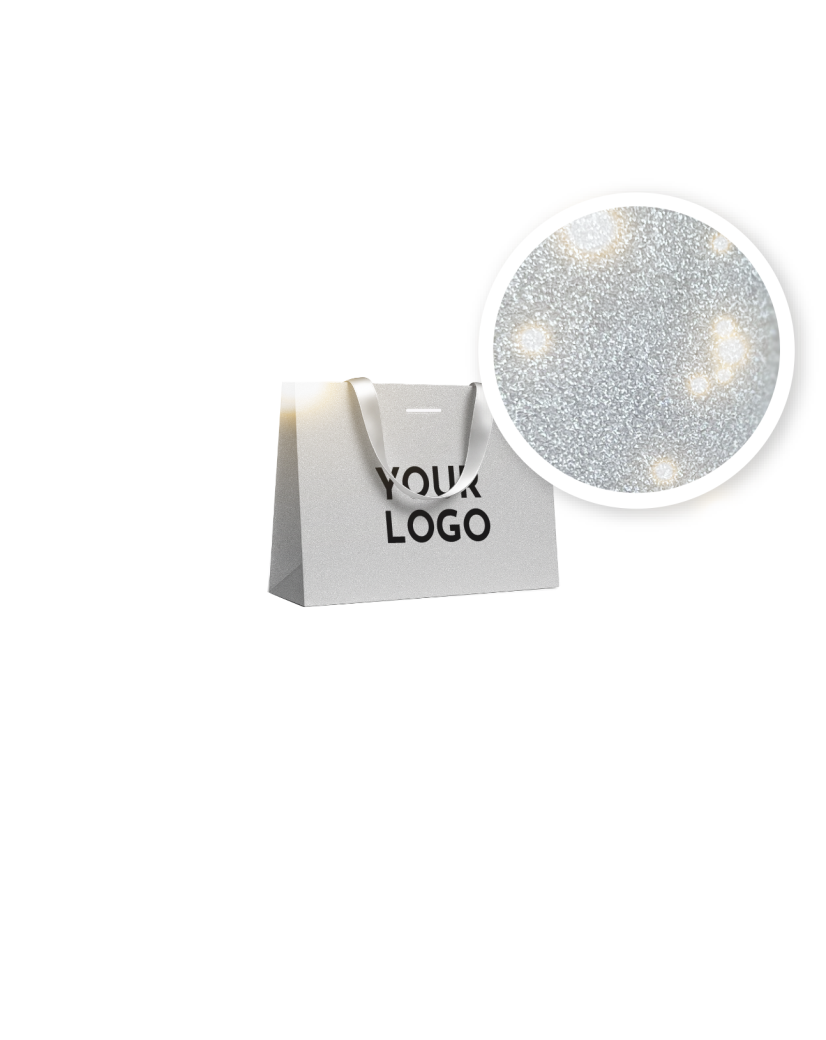 LUXUSPAPIERTASCHE SILBER GLITZER – M (35x12x25 cm)