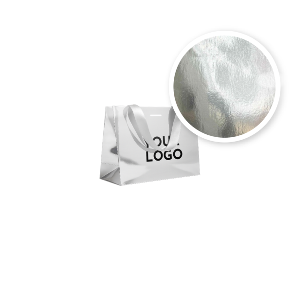 LUXUSPAPIERTASCHE SILBER SPIEGEL – M (35x12x25 cm)