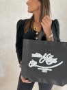Bolsa de tela negra personalizada, barata y ecológica
