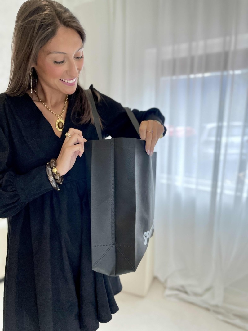 Cheap and eco-friendly personalized black fabric bag