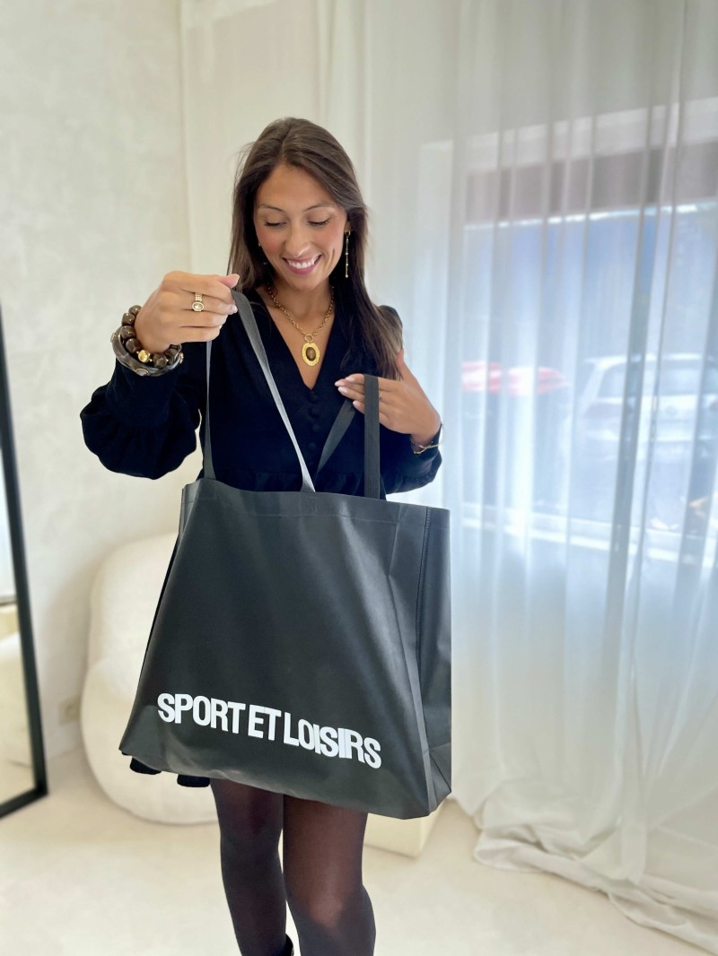 Bolsa de tela negra personalizada, barata y ecológica