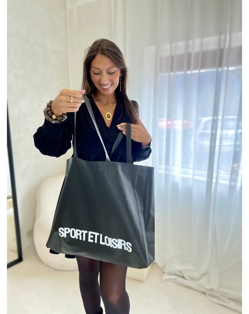Bolsa de tela negra personalizada, barata y ecológica
