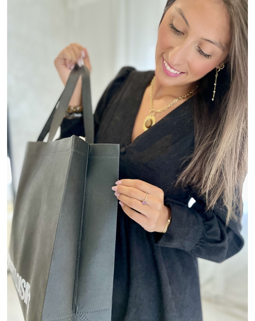 Bolsa de tela negra personalizada, barata y ecológica