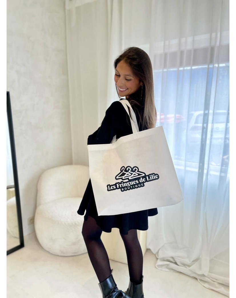 Sac tissu noir personnalisé pas cher et respectueux de l'environnement