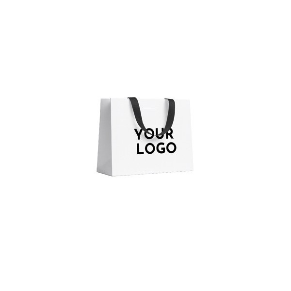 BOLSA DE PAPEL LUJO BLANCA – ASAS NEGRAS – M (35x12x25 cm)