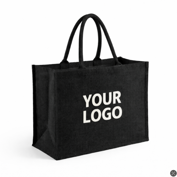 Schwarze Jutebeutel mit Ihrem Logo personalisiert - Jetzt bestellen