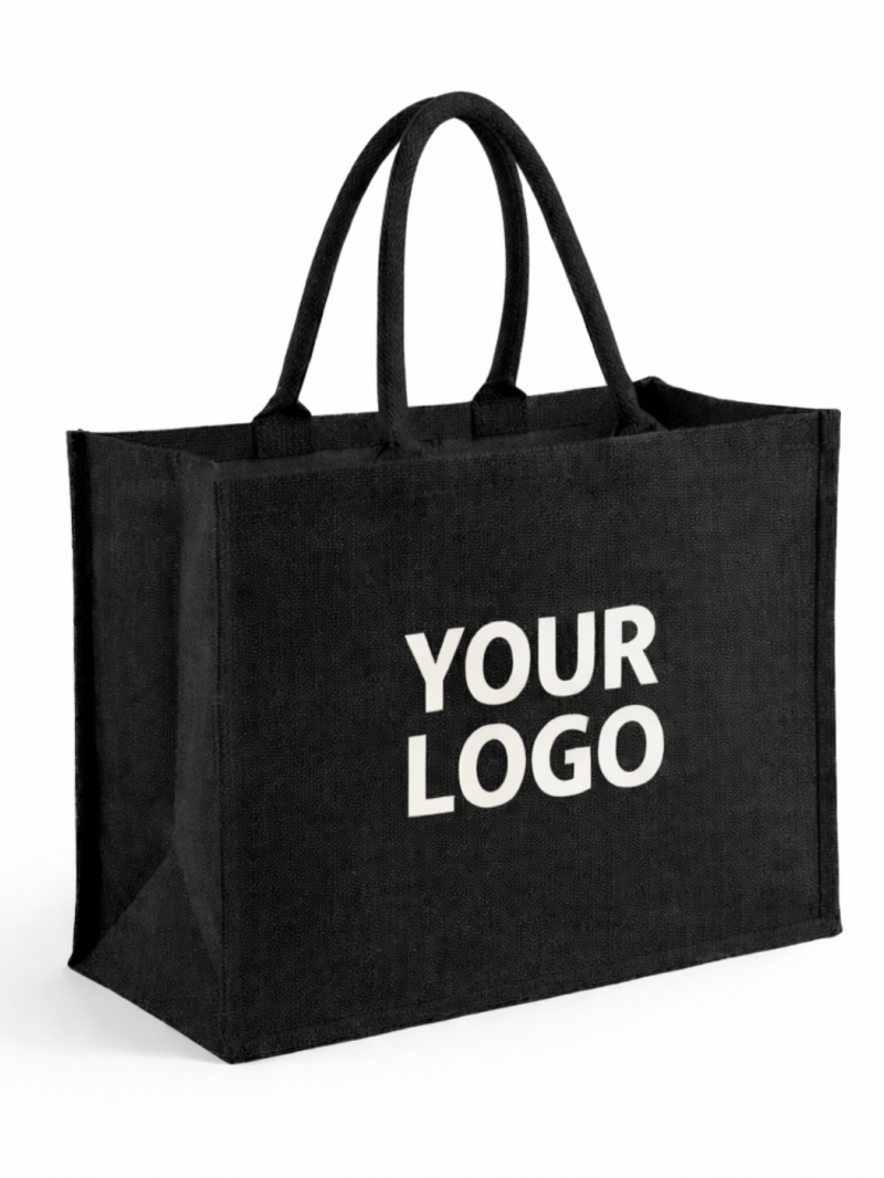 JUTE DRAAGTAS IBIZA ZWART - L (45x20x34 cm)