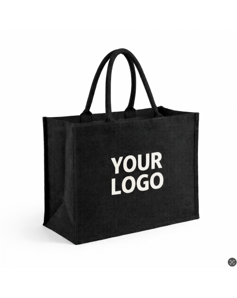 Schwarze Jutebeutel mit Ihrem Logo personalisiert - Jetzt bestellen