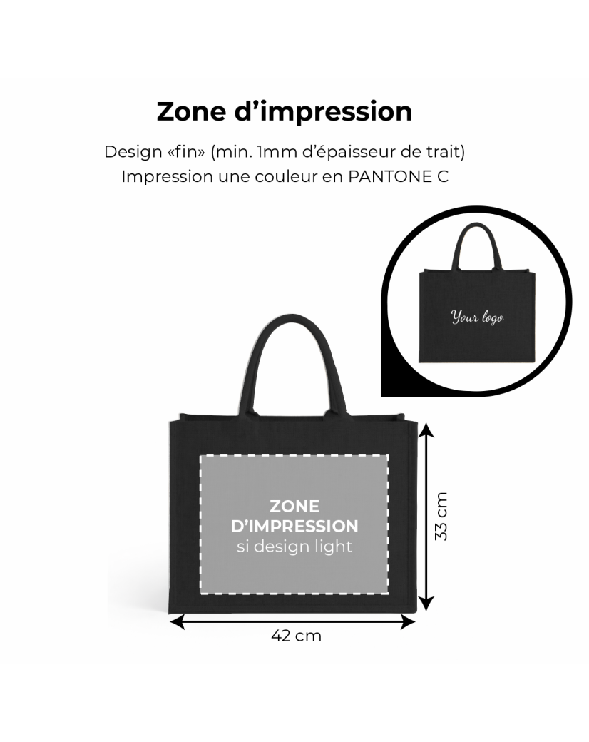 Black burlap bags customized with your logo - Order now