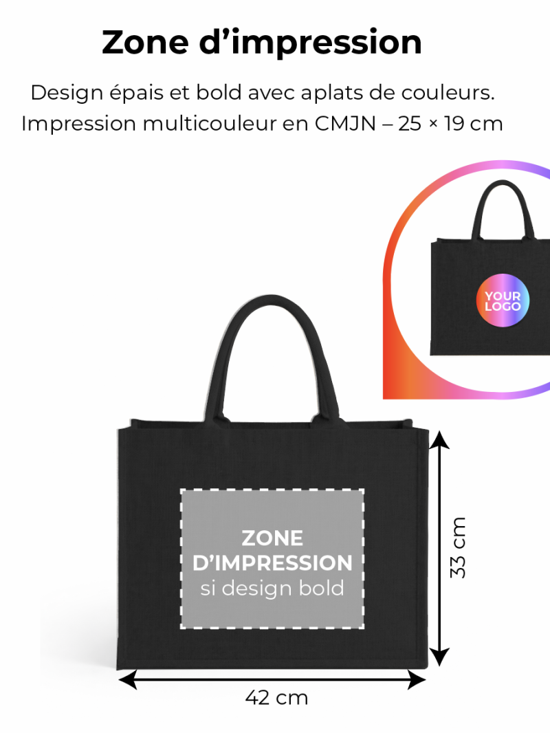 Schwarze Jutebeutel mit Ihrem Logo personalisiert - Jetzt bestellen