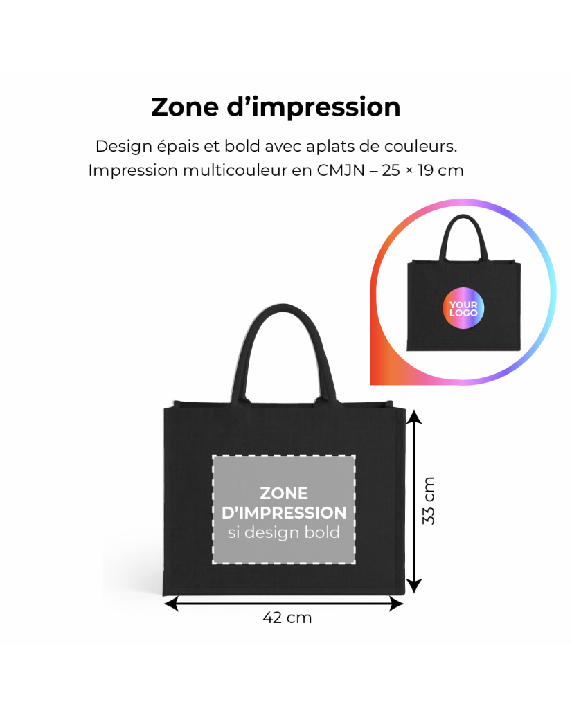 Black burlap bags customized with your logo - Order now
