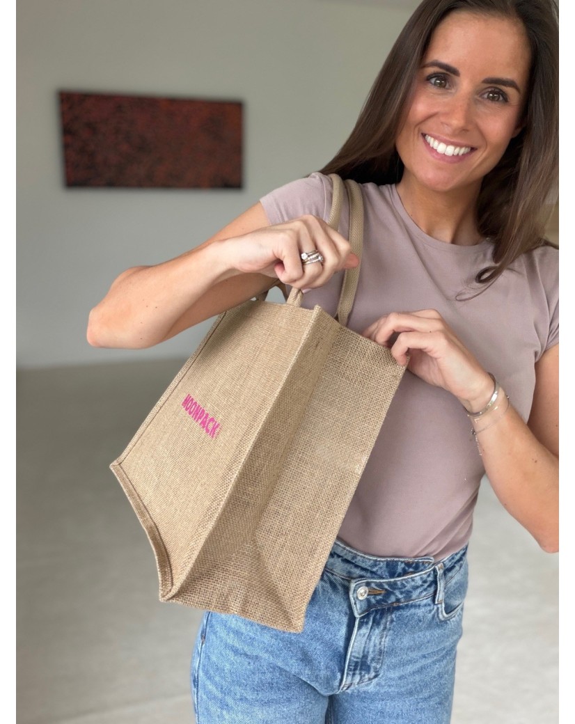 Bolsa de arpillera personalizada con tu diseño impreso - Haz tu pedido ahora.