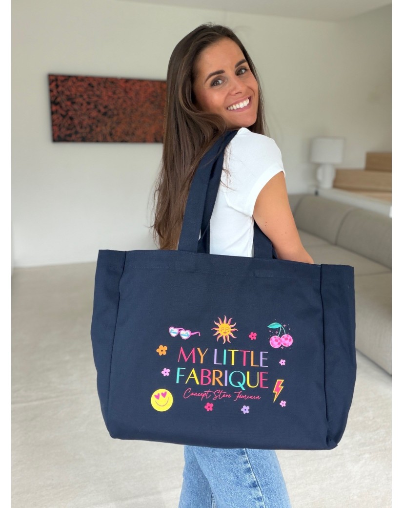 COTTON BAG "NANCY" – NAVY (43x15x36cm)