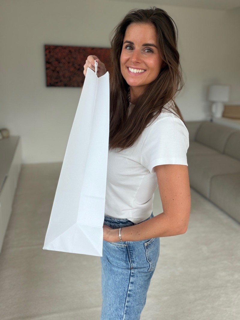 Bolsas con asas trenzadas - Blanco XXL (54x14x45 cm)