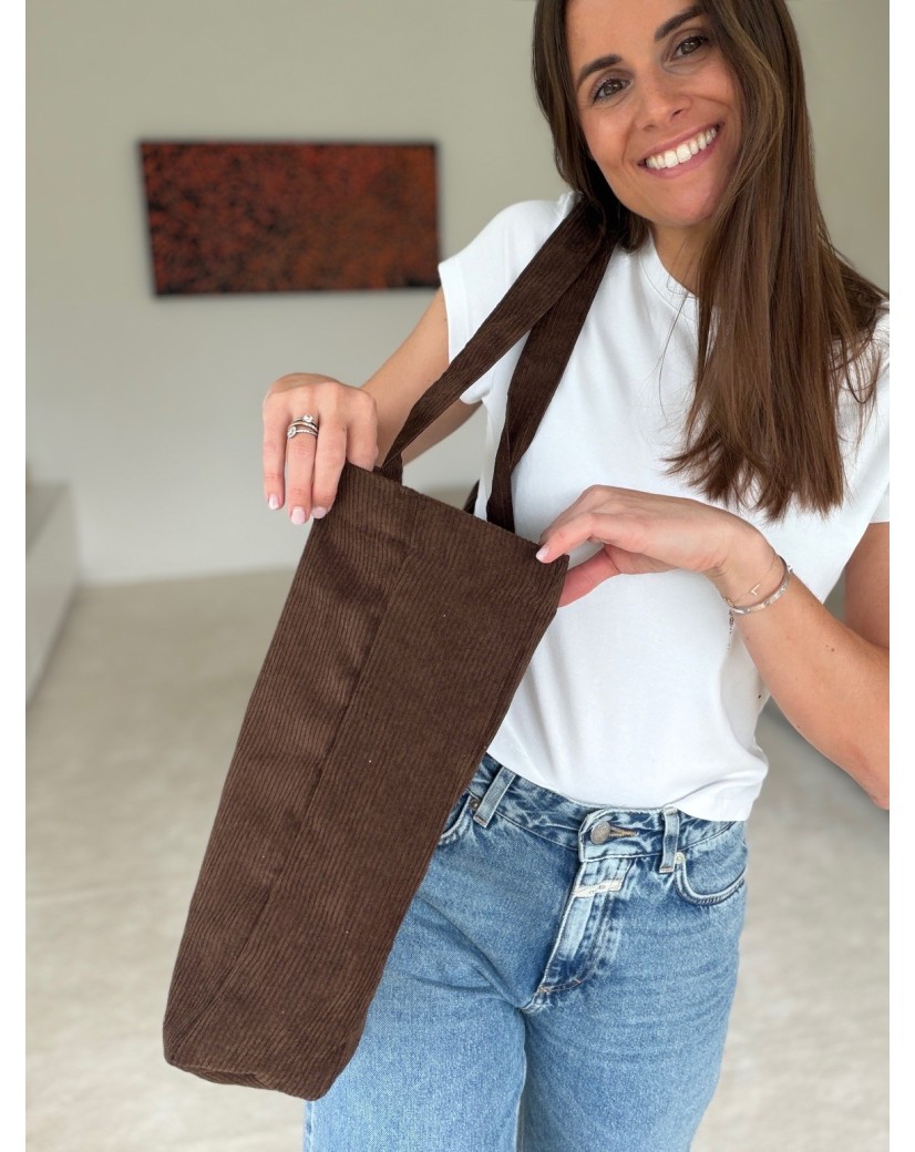BOLSA OXFORD – PANA DE CANALÉ MARRÓN (41,5 x 10 x 39 cm)