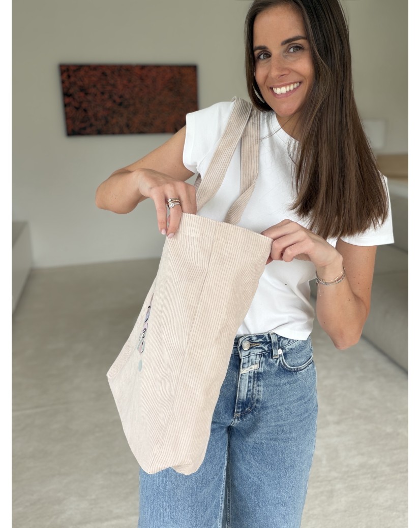 OXFORD BAG – BEIGE CORDUROY (41.5 x 10 x 39 cm)