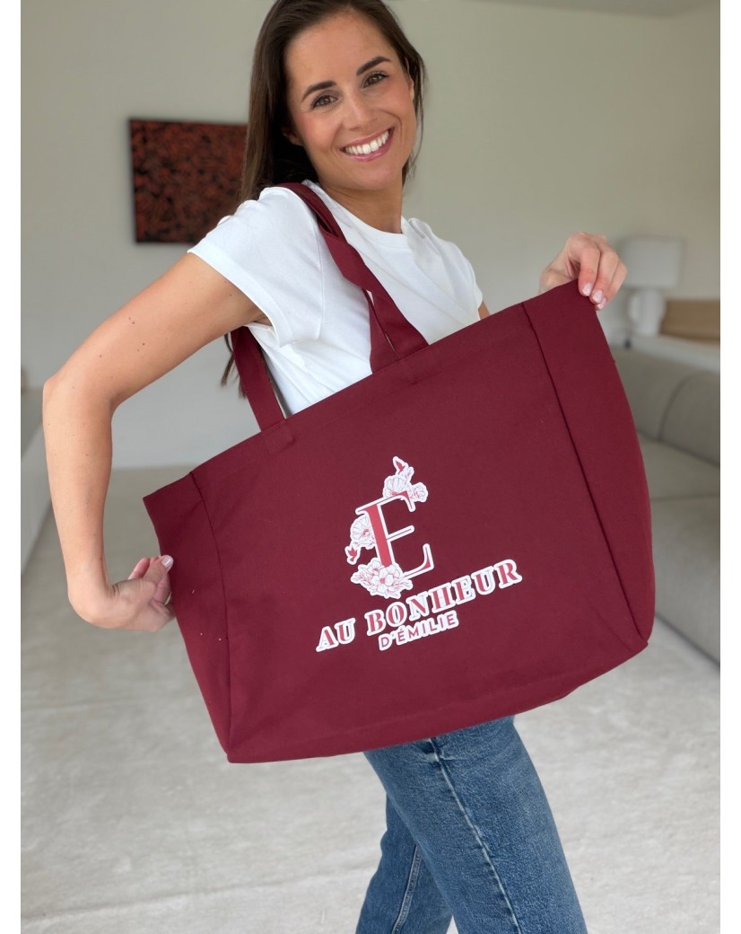 SAC COTON "NANCY" - BORDEAUX (43x15x36cm)