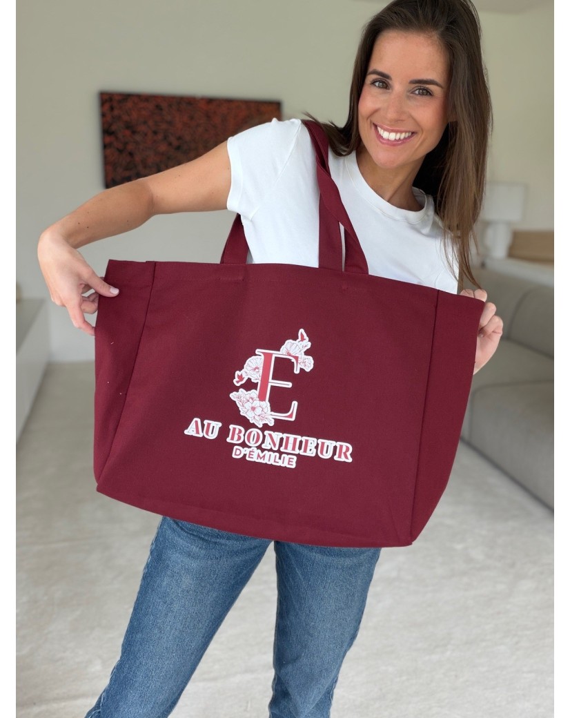 SAC COTON "NANCY" - BORDEAUX (43x15x36cm)