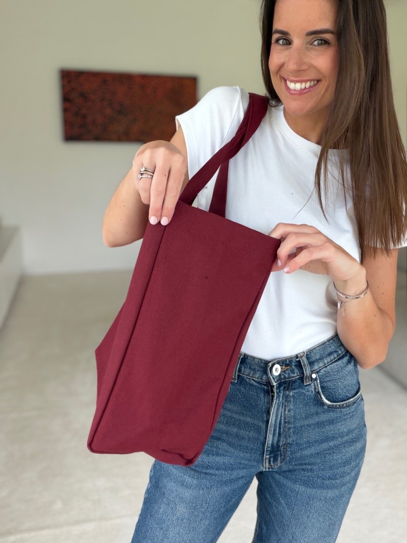 SAC COTON "NANCY" - BORDEAUX (43x15x36cm)