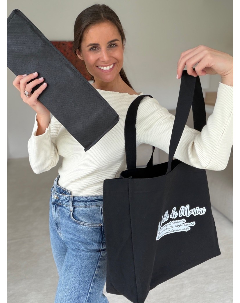 BOLSO DE ALGODÓN "NANCY" – Negro (43x15x36cm)