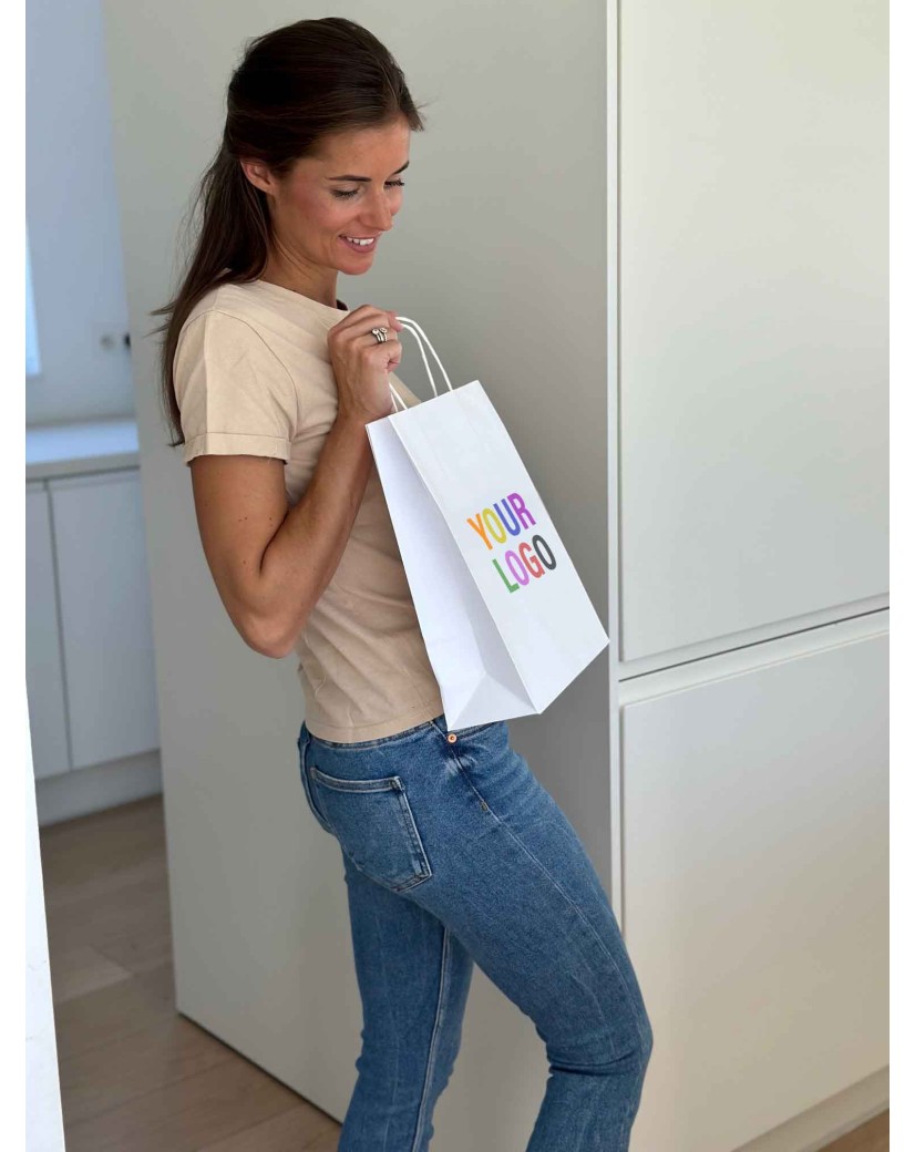 Bolsa Kraft Blanca M – Tu Logo Estará Como En Casa Aquí