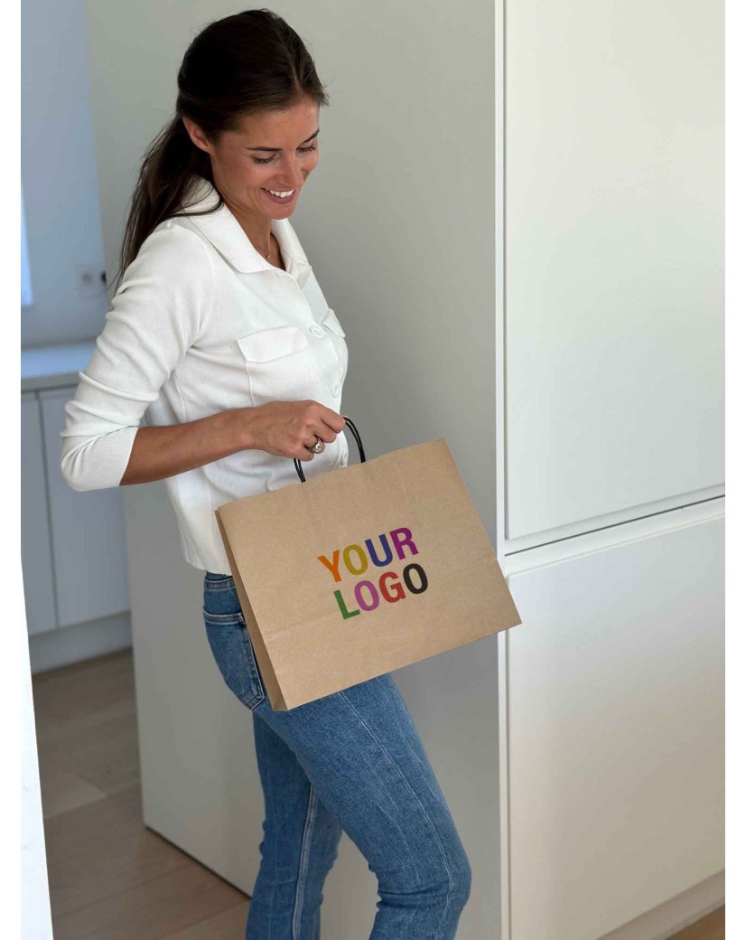Kraft Bag M Horizontal Black Handles – Clean & Customizable