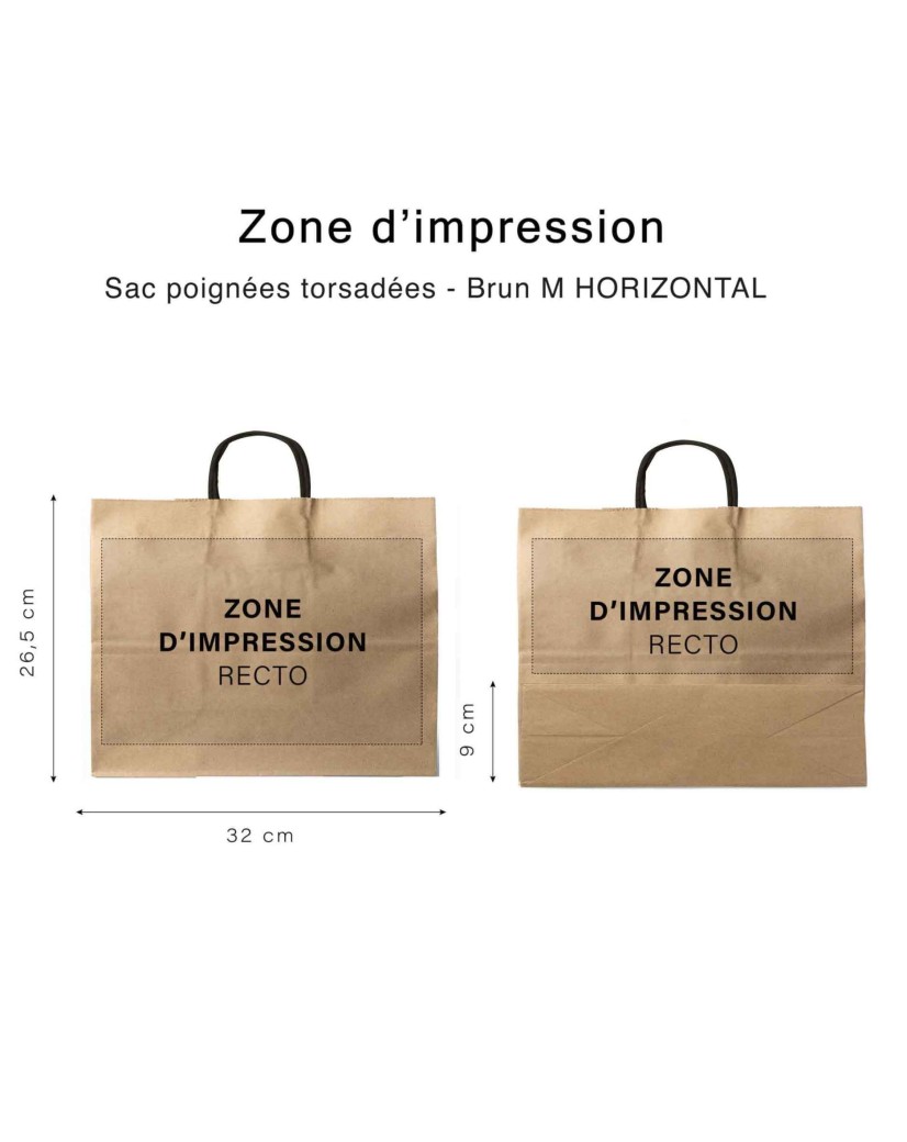 Kraft Bag M Horizontal Black Handles – Clean & Customizable