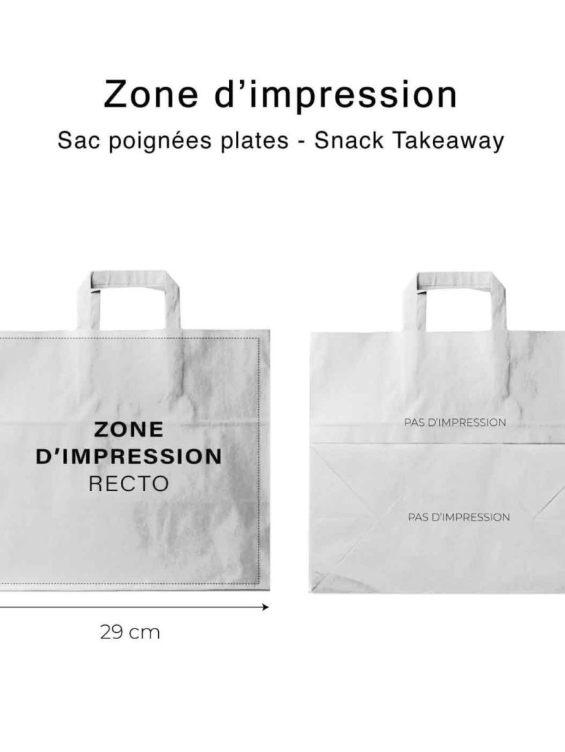 Flat handle bags - White SNACK TAKEAWAY
