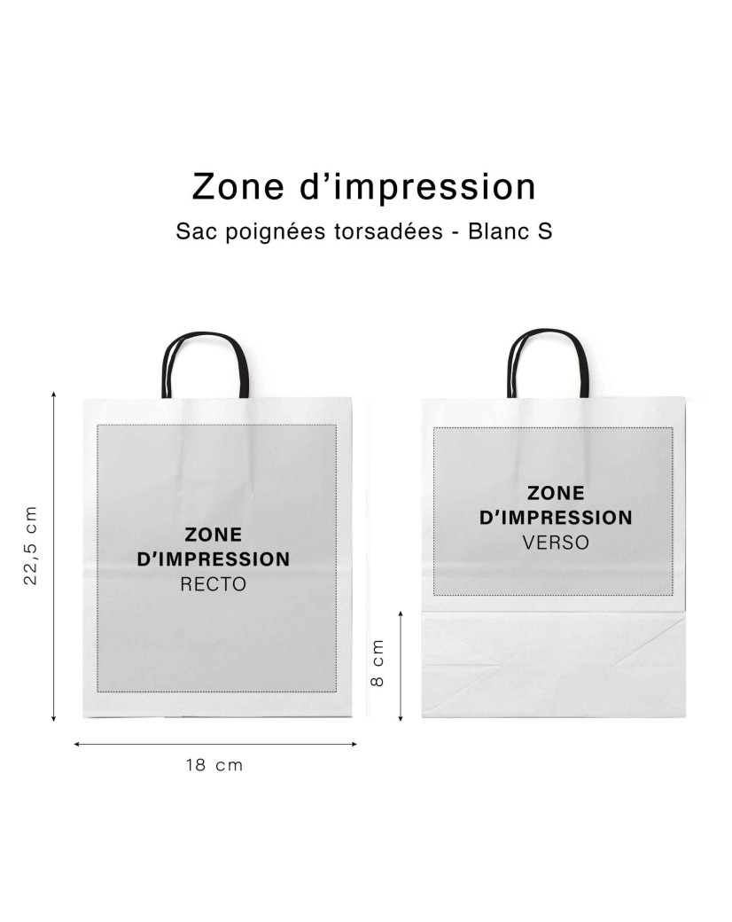 Bolsas con asas torsionadas negras – Blanco – S (18x8x22,5 cm)