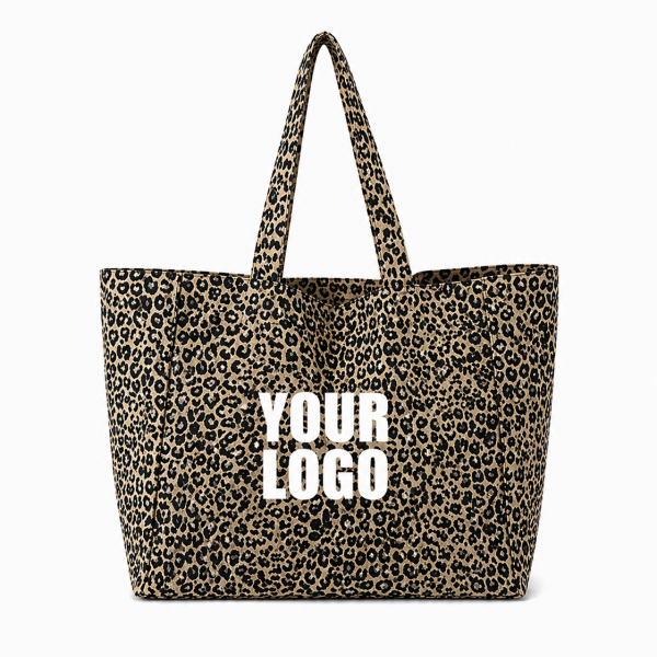 SAC COTON "NANCY" - LÉOPARD DARK 🖤 (43x15x36 cm)