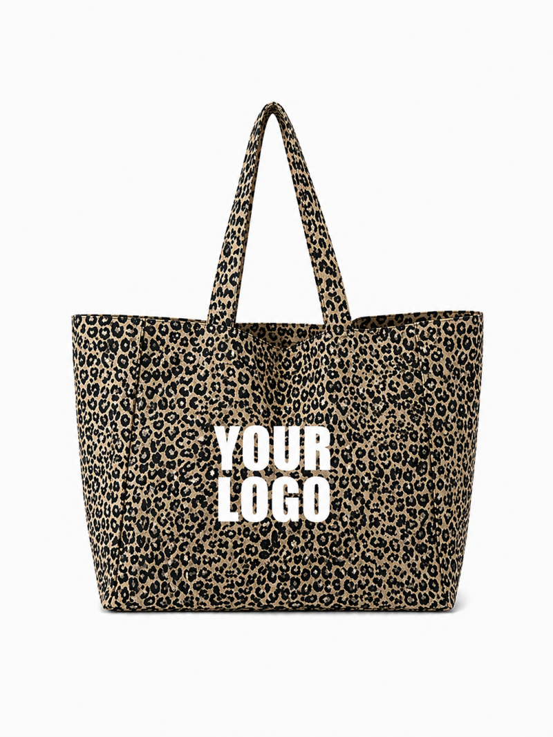 SAC COTON "NANCY" - LÉOPARD DARK 🖤 (43x15x36 cm)