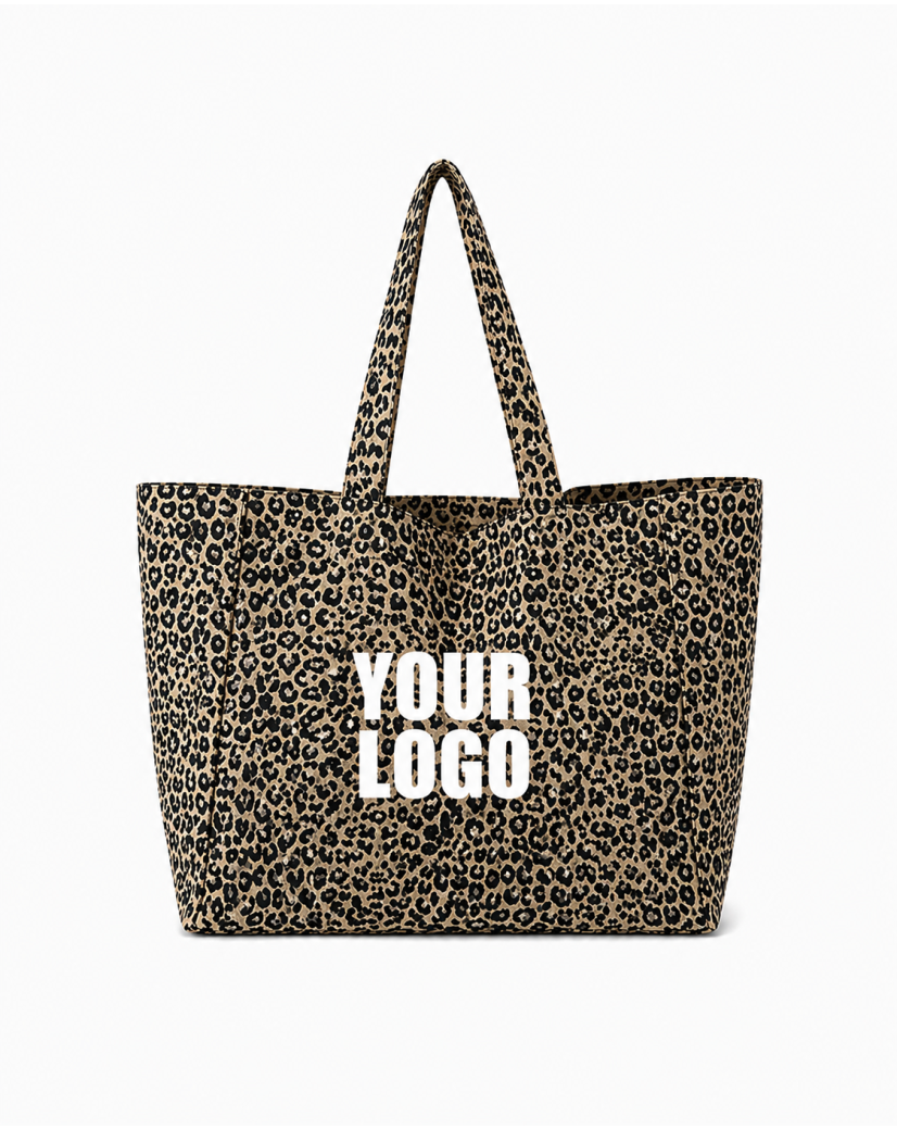 SAC COTON "NANCY" - LÉOPARD DARK 🖤 (43x15x36 cm)