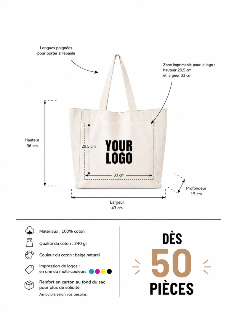 COTTON BAG "NANCY" - NATURAL (43x15x36 cm)