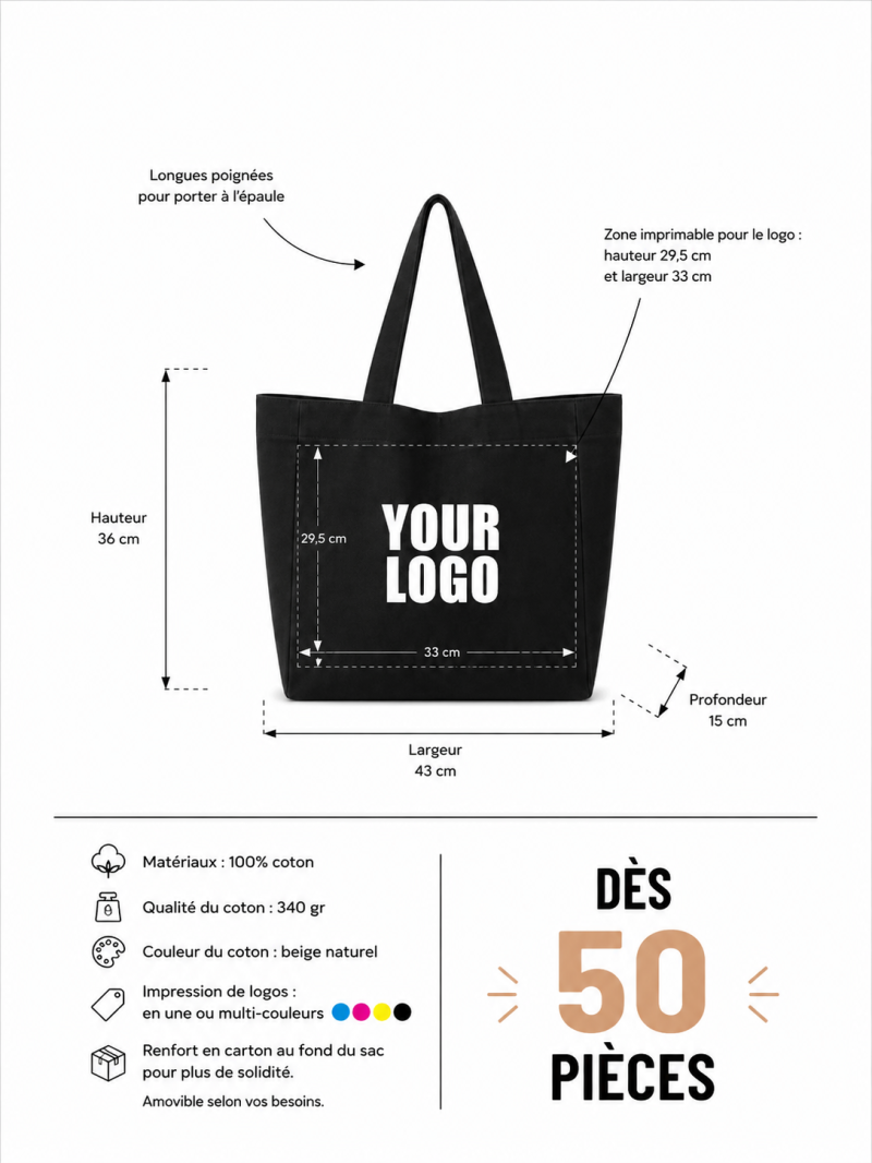 COTTON BAG "NANCY" – Black (43x15x36cm)